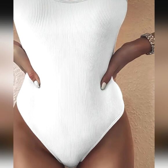 Asymmetrical One Shoulder Strap Cut Out Front Tummy Control High Cut One Piece - Picture 3 of 5